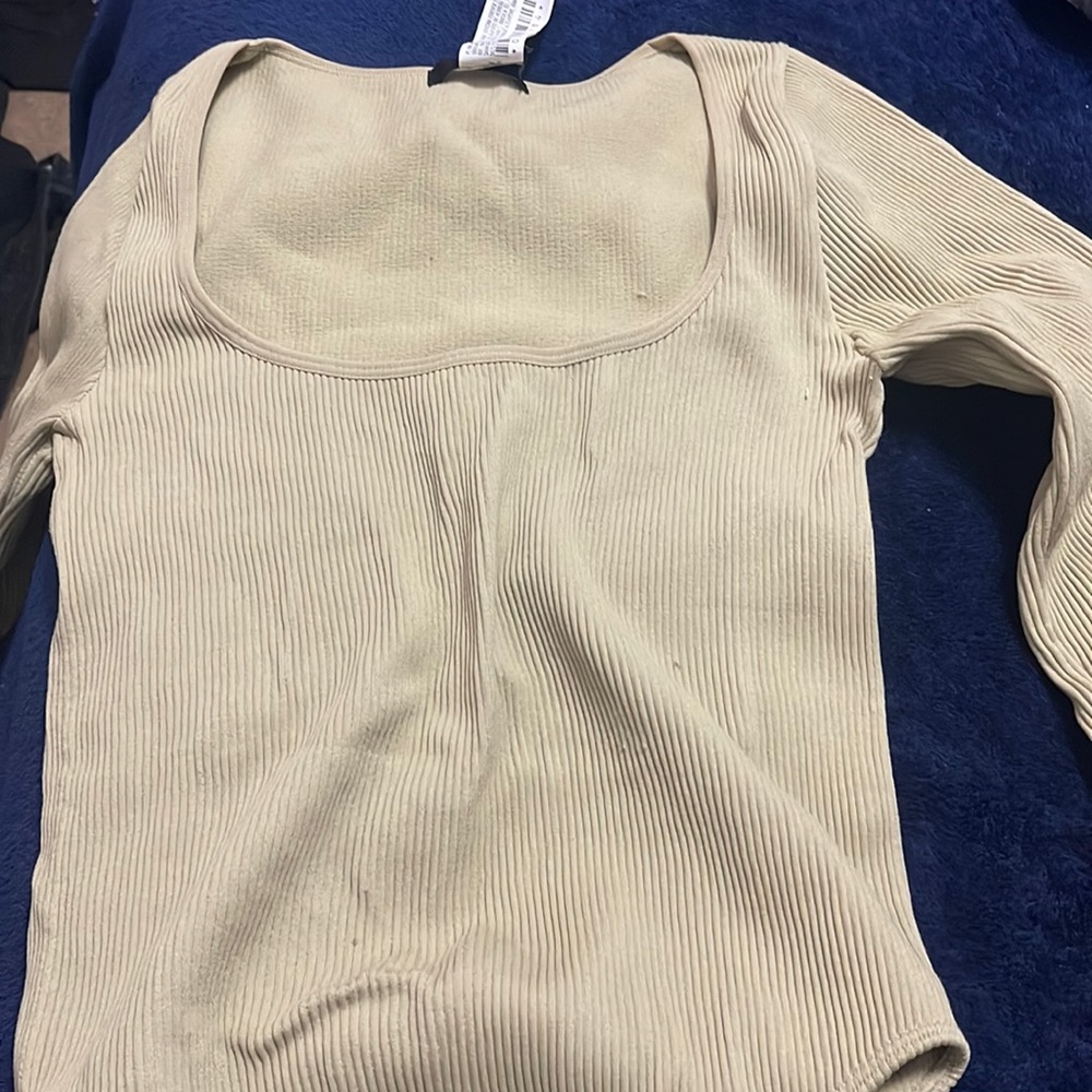 Tan/nude long sleeve bodysuit